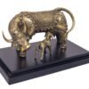 Kuh- und Kalb-Set mit Basis Dhokra Art