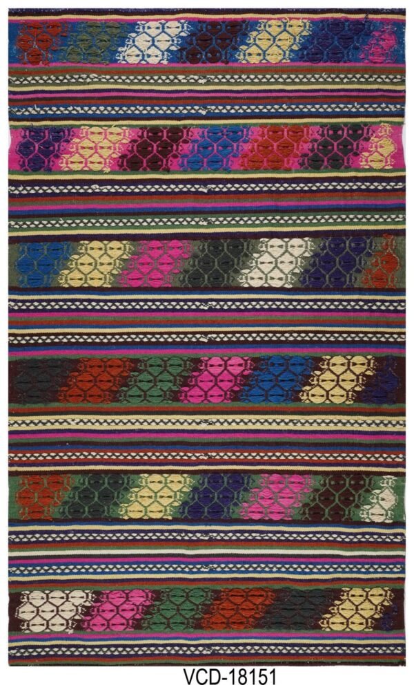 Rangoli Mehrfarbiger handgewebter Baumwollteppich