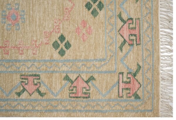 Handgewebter Megha-Medaillon-Kelim-Teppich aus Wolle