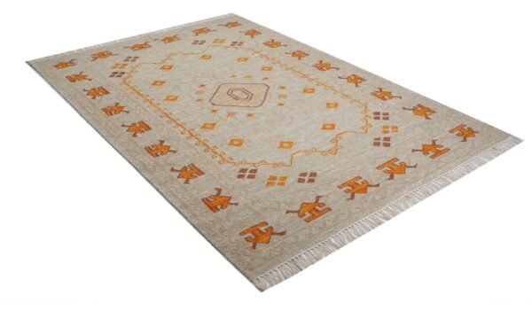 Handgewebter Chaitra-Medaillon-Kelim-Teppich aus Wolle