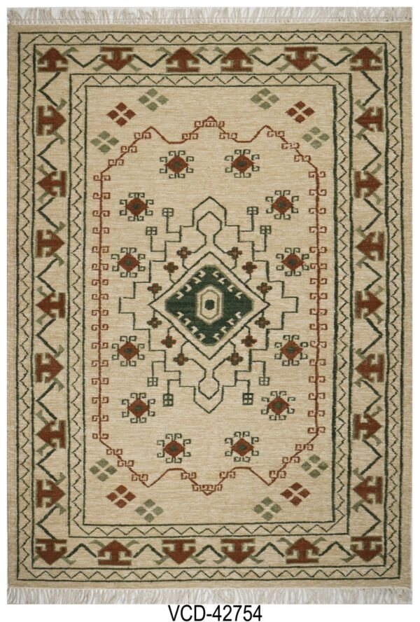 Handgewebter Kanchan-Medaillon-Kelim-Teppich aus Wolle