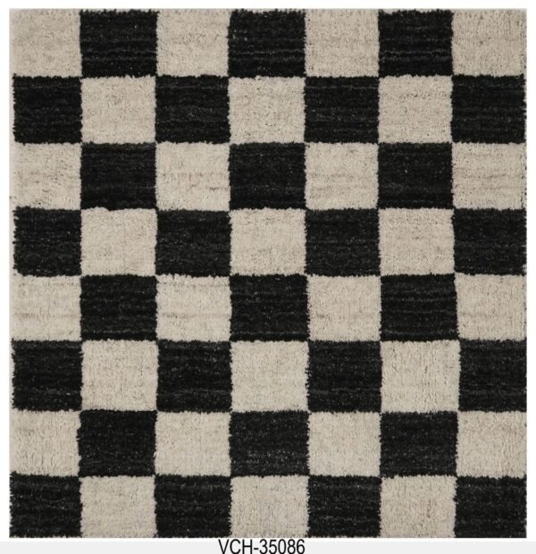 Arvind Checkered Elegance handgewebte Wollteppiche und Vorleger