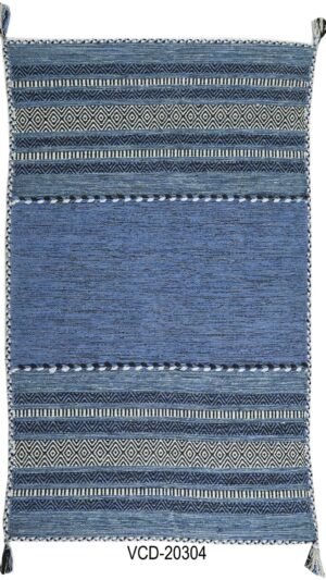 Indigo Horizon Hand Woven Cotton Rug