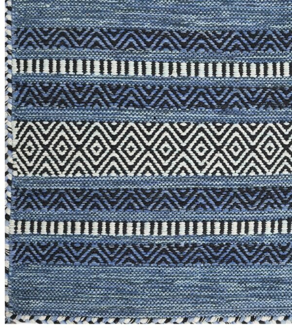Indigo Horizon Hand Woven Cotton Rug