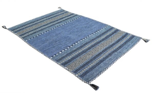 Indigo Horizon Hand Woven Cotton Rug