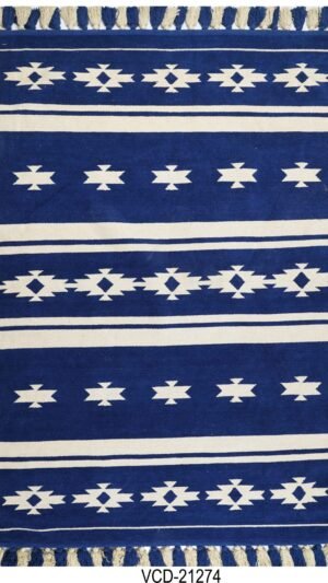 Indigo Horizon Hand Woven Cotton Rug