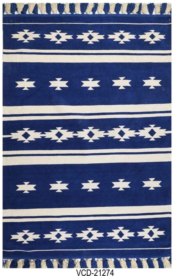 Indigo Horizon Hand Woven Cotton Rug