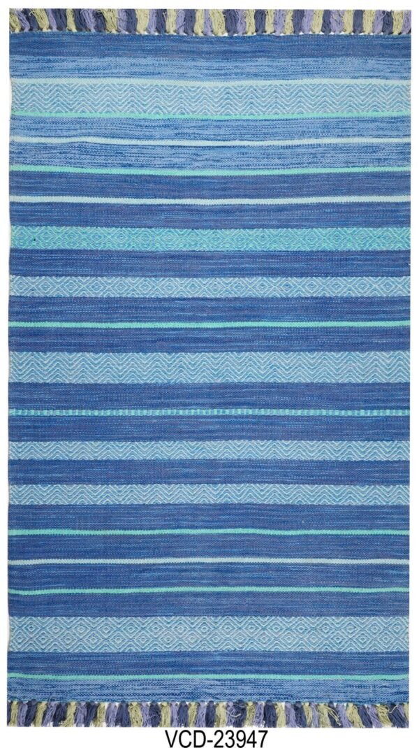 Azure Tides Hand Woven Cotton Rug