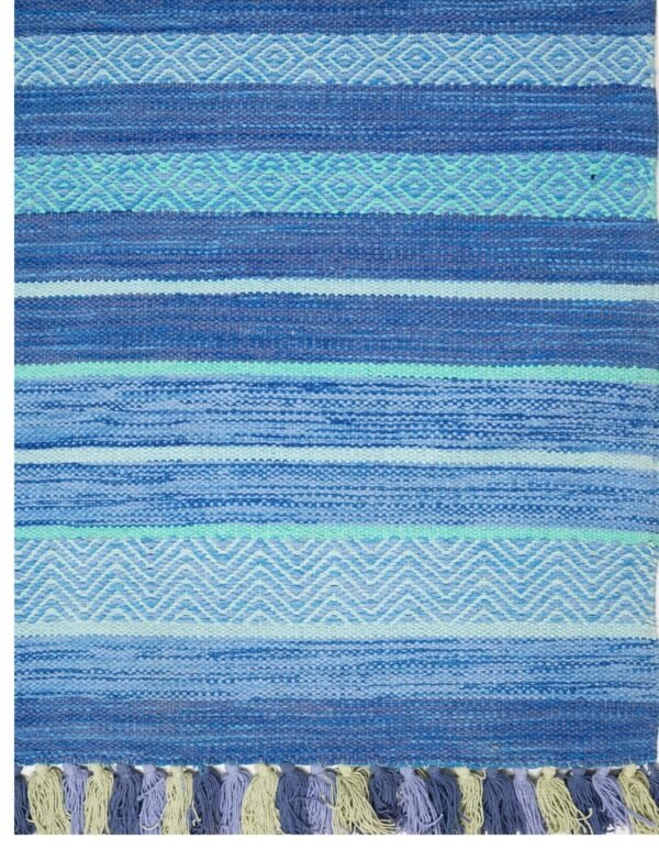 Azure Tides Hand Woven Cotton Rug