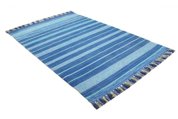 Azure Tides Hand Woven Cotton Rug