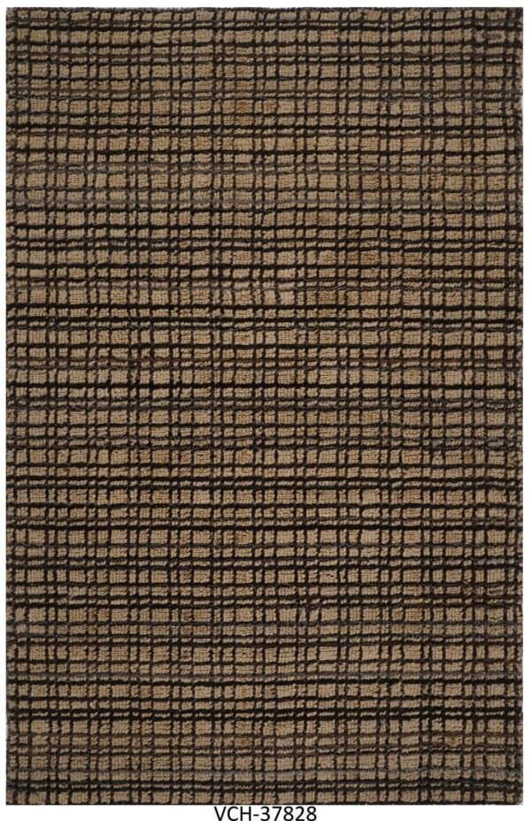 Brown Grid Handloom Woolen Carpets and Rugs