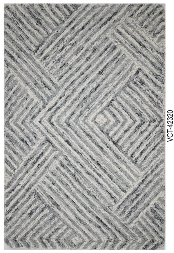 Grey Chevron Hand Tufted Broadloom Roll Carpets