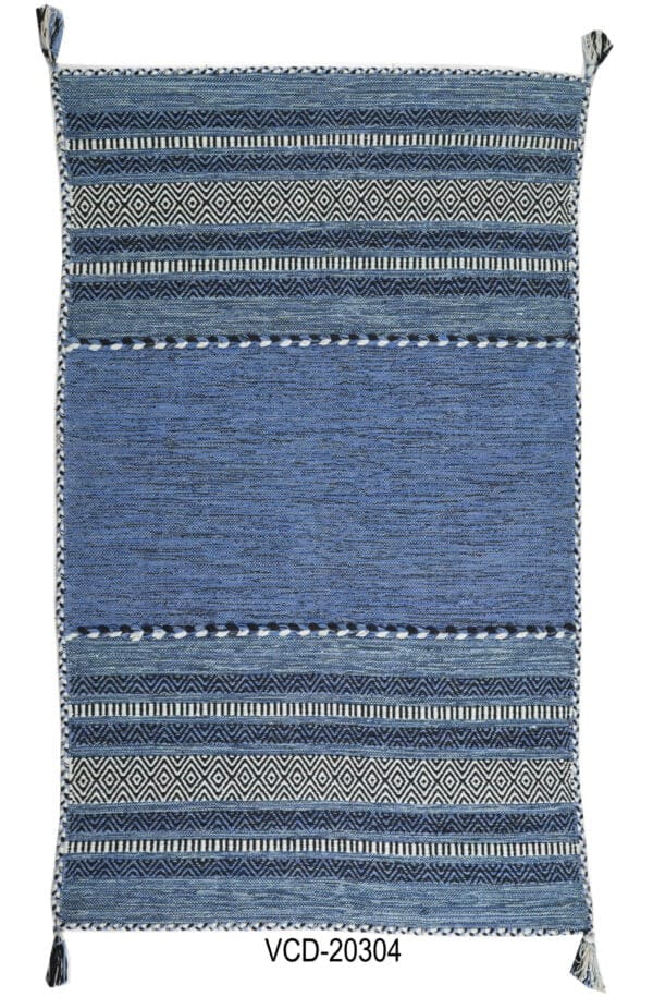 Neelkamal Blue Hand Woven Cotton Rug