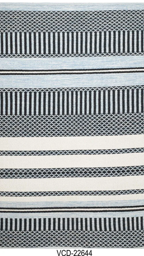 Dhruva Grey Striped Hand Woven Cotton Rug