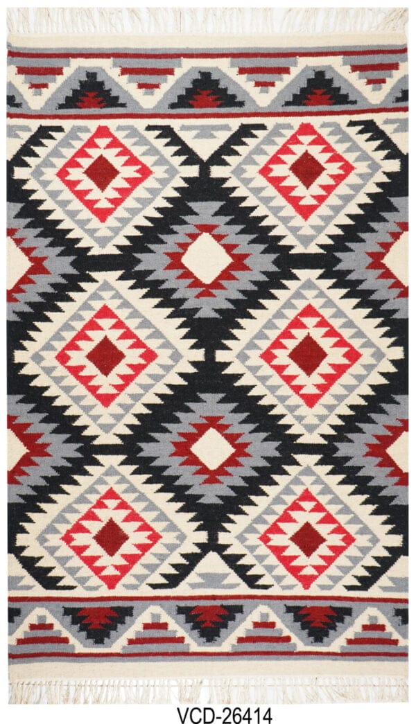 Rajas Geometric Multicolor Hand Woven Cotton Rug