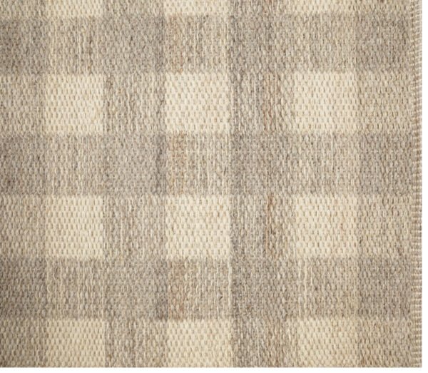 Beige Checkered Harmony Hand Woven Woolen Rugs