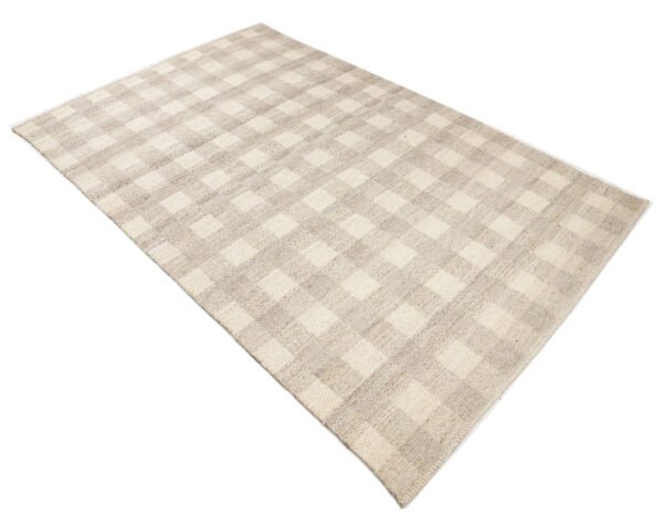 Beige Checkered Harmony Hand Woven Woolen Rugs