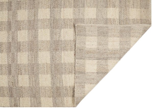 Beige Checkered Harmony Hand Woven Woolen Rugs