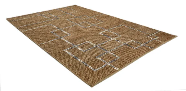 Square Link Brown Hand Woven Jute Rugs