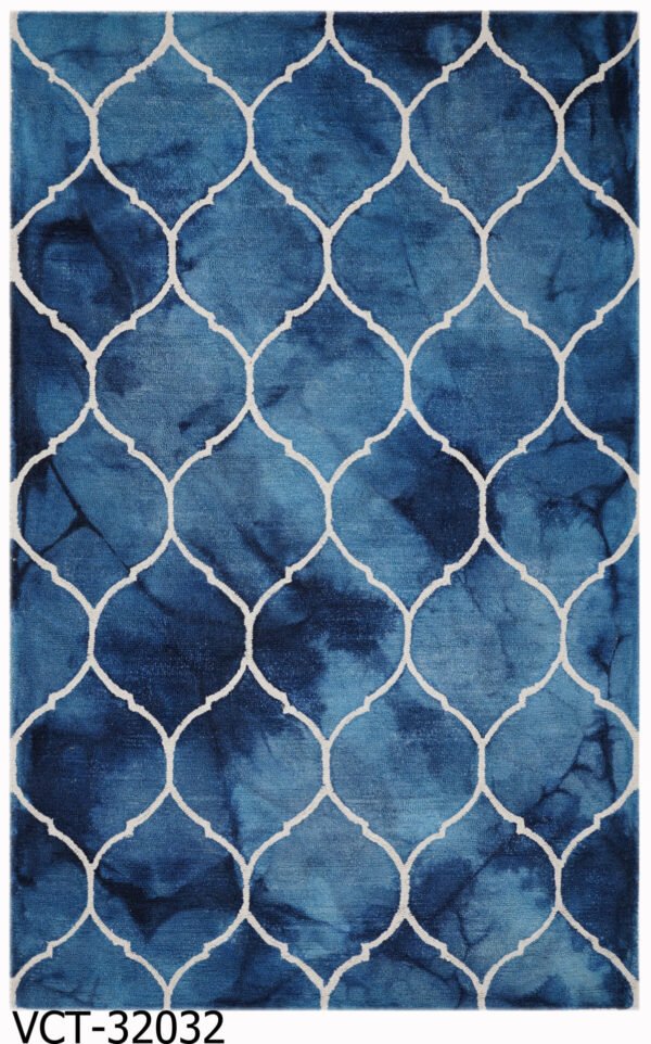 Azure Lattice Hand Tufted Woolen Carpets