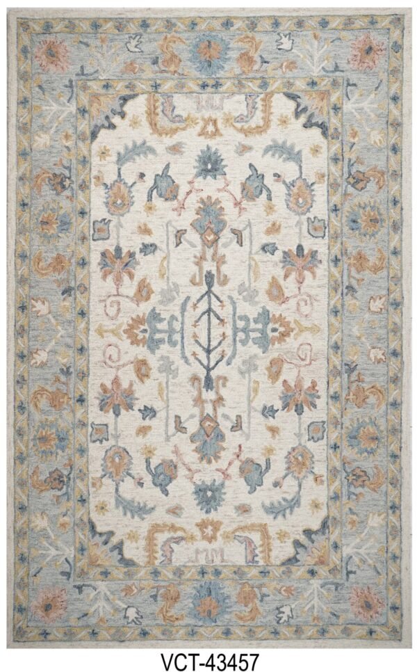 Ivory Kashan Hand Tufted Woolen Carpets