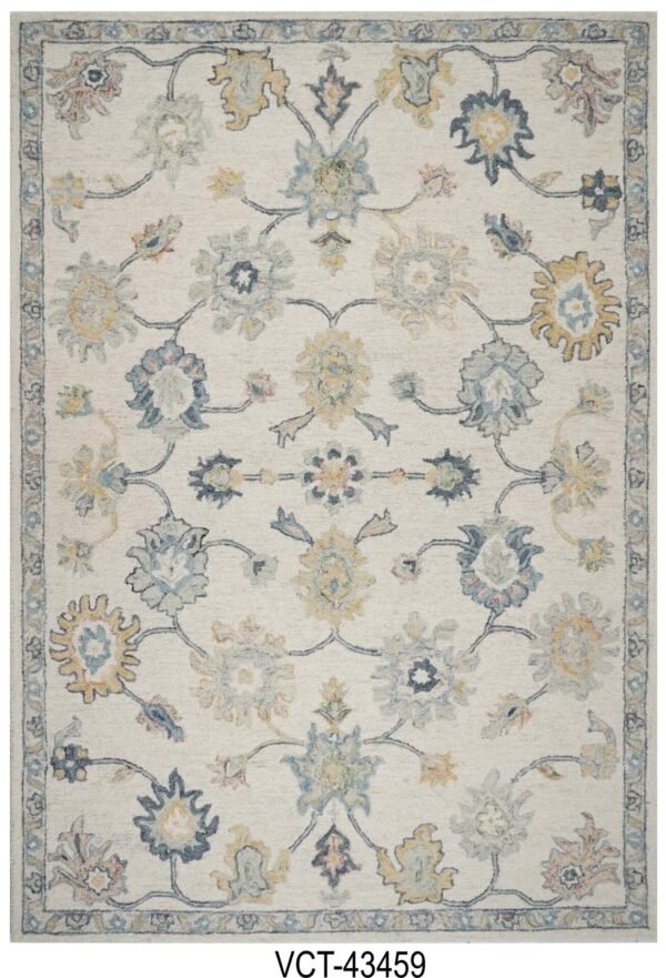 Ivory Blossom Hand Tufted Woolen Carpets