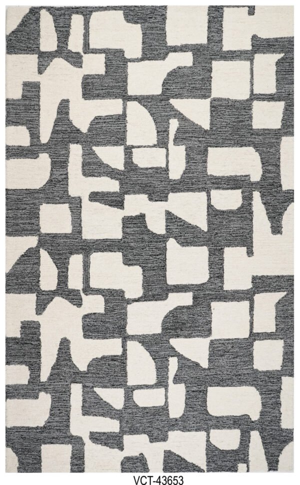 Noir Grids Hand Tufted Woolen Carpets